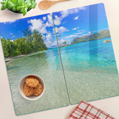 Steklena podloga za rezanje Tropska plaža z azurno vodo