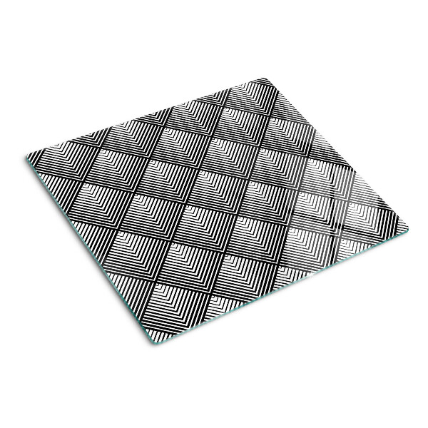 Steklena podloga za rezanje Geometrija v črno-beli barvi