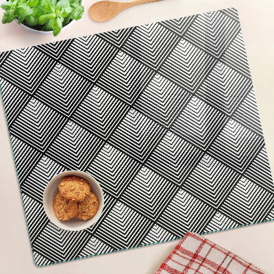 Steklena podloga za rezanje Geometrija v črno-beli barvi