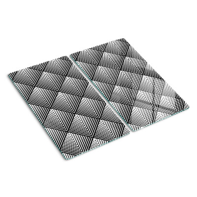 Steklena podloga za rezanje Geometrija v črno-beli barvi