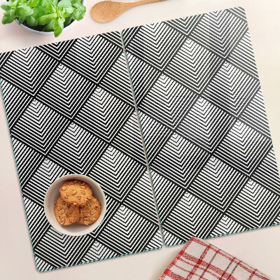 Steklena podloga za rezanje Geometrija v črno-beli barvi
