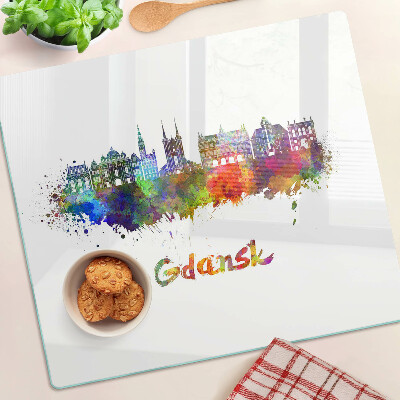 Steklena podloga za rezanje Gdansk v akvarelnih barvah