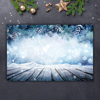 Steklena podloga za rezanje Zimska snežna božična drevesa