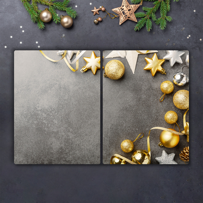 Steklena podloga za rezanje Zlati božični božični kroglice