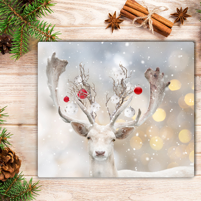 Steklena podloga za rezanje Božič belih severnih jelenov