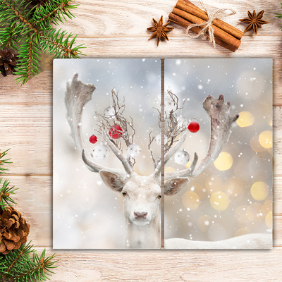 Steklena podloga za rezanje Božič belih severnih jelenov