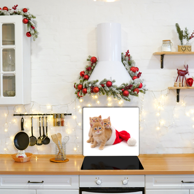 Steklena podloga za rezanje Božični mačke Santa Claus