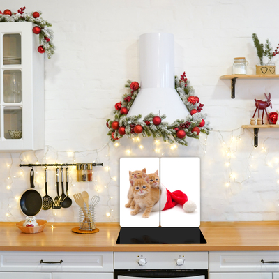 Steklena podloga za rezanje Božični mačke Santa Claus