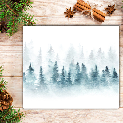 Steklena podloga za rezanje Gozd božični drevo sneg