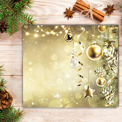 Steklena podloga za rezanje Zlata božična kroglice okras