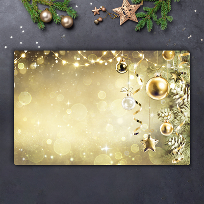 Steklena podloga za rezanje Zlata božična kroglice okras