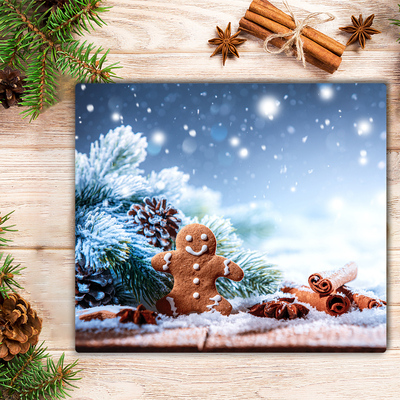 Steklena podloga za rezanje Božič Gingerbread Snow Božično drevo