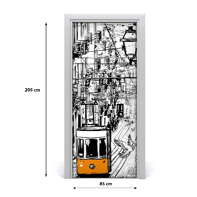 Nalepka na vratih Tramvaj v lizboni