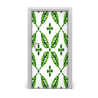 Samolepilni tapete na vratih Zeleni listi