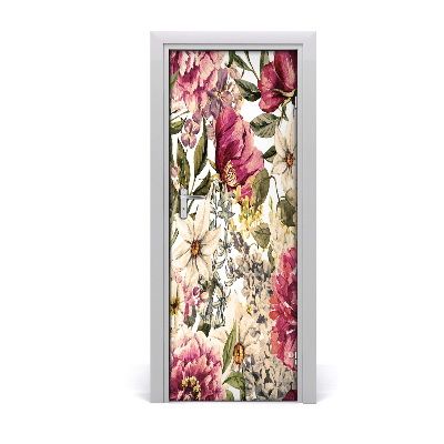 Samolepilni tapete na vratih Cvetličnih vzorcev