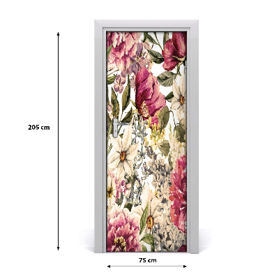 Samolepilni tapete na vratih Cvetličnih vzorcev