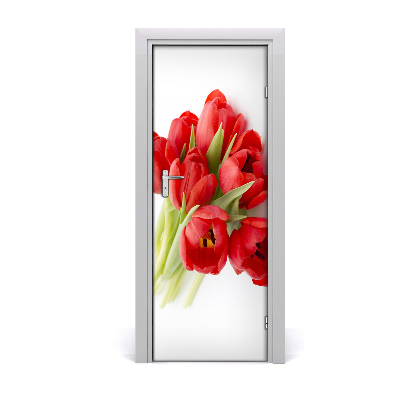 Samolepilni tapete na vratih Rdeči tulipani