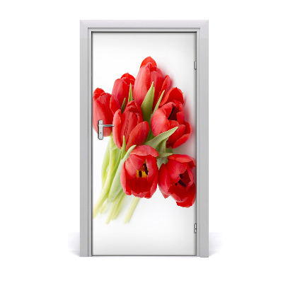 Samolepilni tapete na vratih Rdeči tulipani