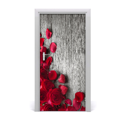 Samolepilni tapete na vratih Rdeče vrtnice