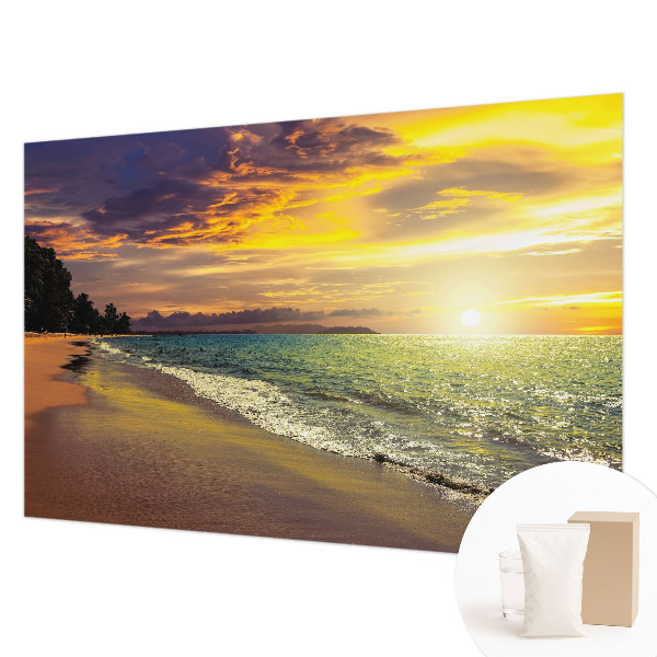 Stenska fototapeta flis z motivom plaže ob sončnem zahodu