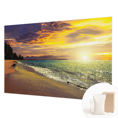 Stenska fototapeta flis z motivom plaže ob sončnem zahodu