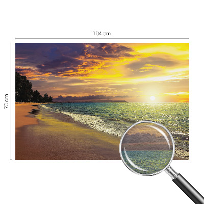 Stenska fototapeta flis z motivom plaže ob sončnem zahodu