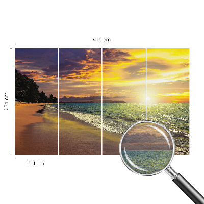Stenska fototapeta flis z motivom plaže ob sončnem zahodu