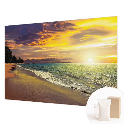 Stenska fototapeta flis z motivom plaže ob sončnem zahodu