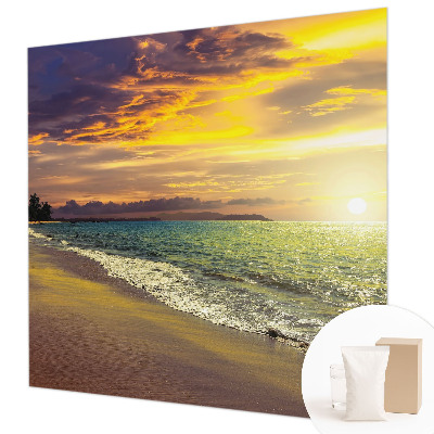 Stenska fototapeta flis z motivom plaže ob sončnem zahodu