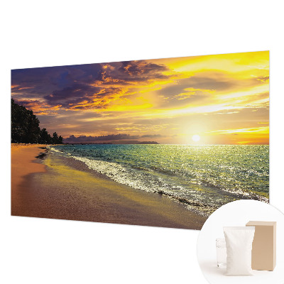 Stenska fototapeta flis z motivom plaže ob sončnem zahodu