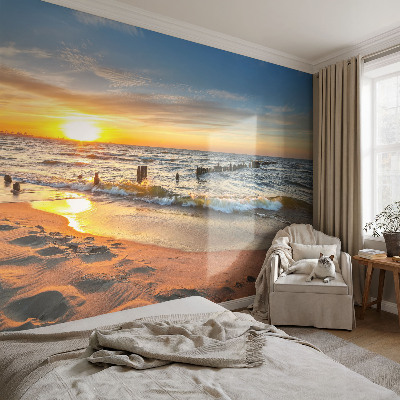 Moderna fototapeta s motivom sončnega zahoda na plaži