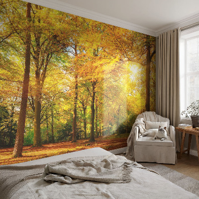 Fototapeta za dnevno sobo z motivom zlatih listov