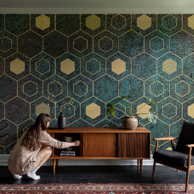 Stenska fototapeta flis z motivom geometričnih šesterokotnikov