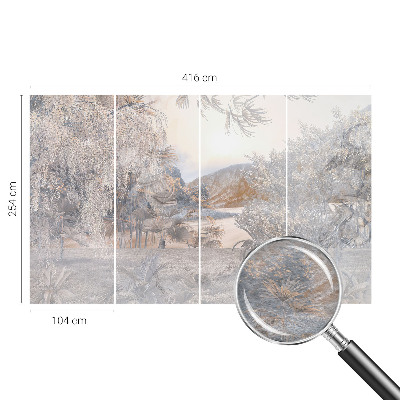 Tiskana fototapeta flis z motivom narave v umirjenih odtenkih