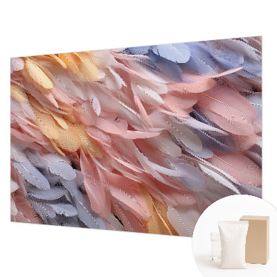 Fototapeta za spalnico z motivom pastelnega perja