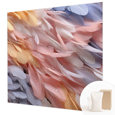 Fototapeta za spalnico z motivom pastelnega perja