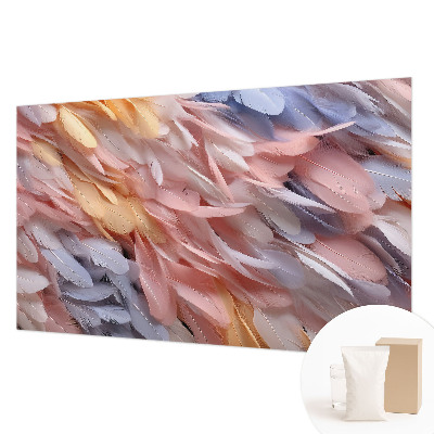 Fototapeta za spalnico z motivom pastelnega perja
