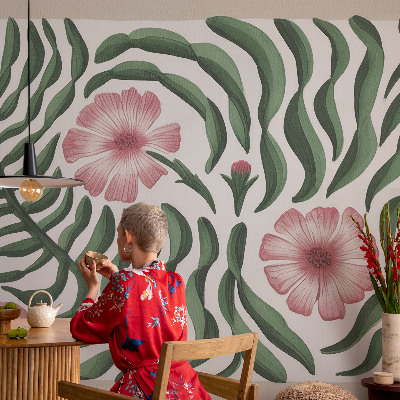 Fototapeta za steno s cvetličnim in listnatim motivom