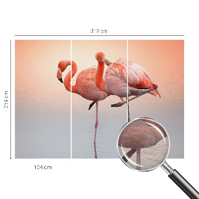 Stenska fototapeta Fliz z motivom nežnih flamingov