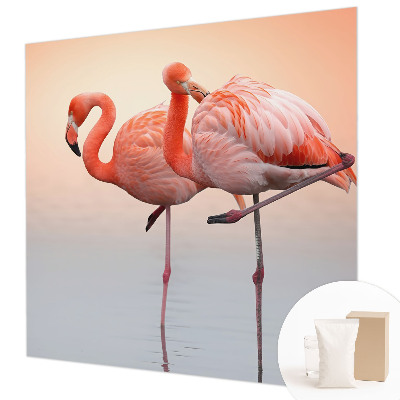 Stenska fototapeta Fliz z motivom nežnih flamingov