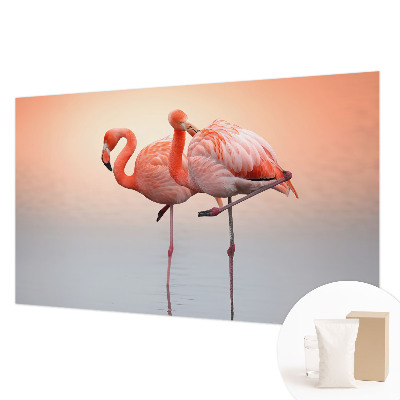Stenska fototapeta Fliz z motivom nežnih flamingov