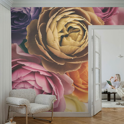 Fototapeta s tiskom z motivom barvitih vrtnic