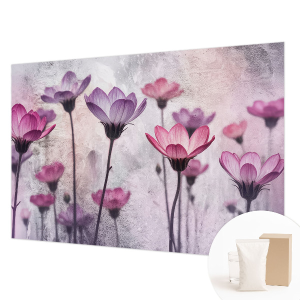 Tiskana fototapeta flis v pastelnih barvah z motivom cvetlic