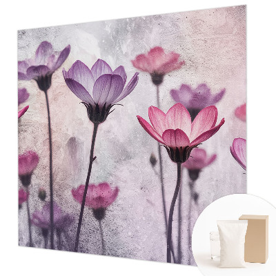 Tiskana fototapeta flis v pastelnih barvah z motivom cvetlic