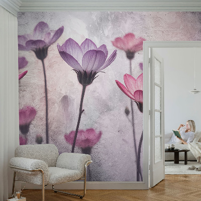 Tiskana fototapeta flis v pastelnih barvah z motivom cvetlic
