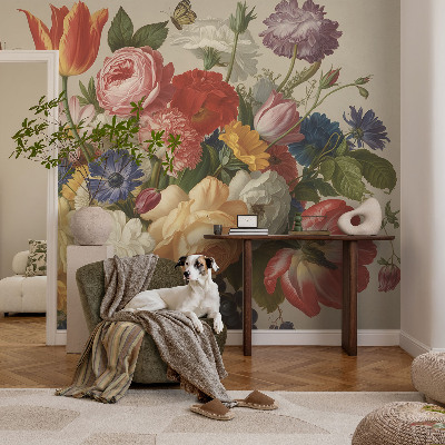 Fototapeta s tiskom Rože in metulji