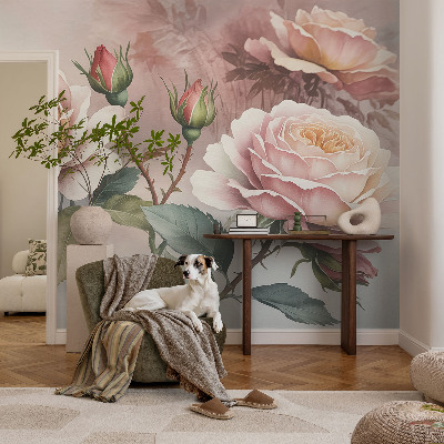 Flis fototapeta za otroško sobo Pastelne vrtnice