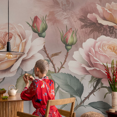 Flis fototapeta za otroško sobo Pastelne vrtnice