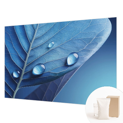 Fototapeta s tiskom z modrim motivom lista