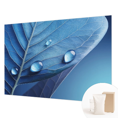 Fototapeta s tiskom z modrim motivom lista